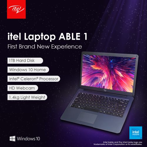 Laptop Murah Itel Able 1 Celeron Quad-Core RAM 4GB DDR4 1TB HDD Win 10 - Baru