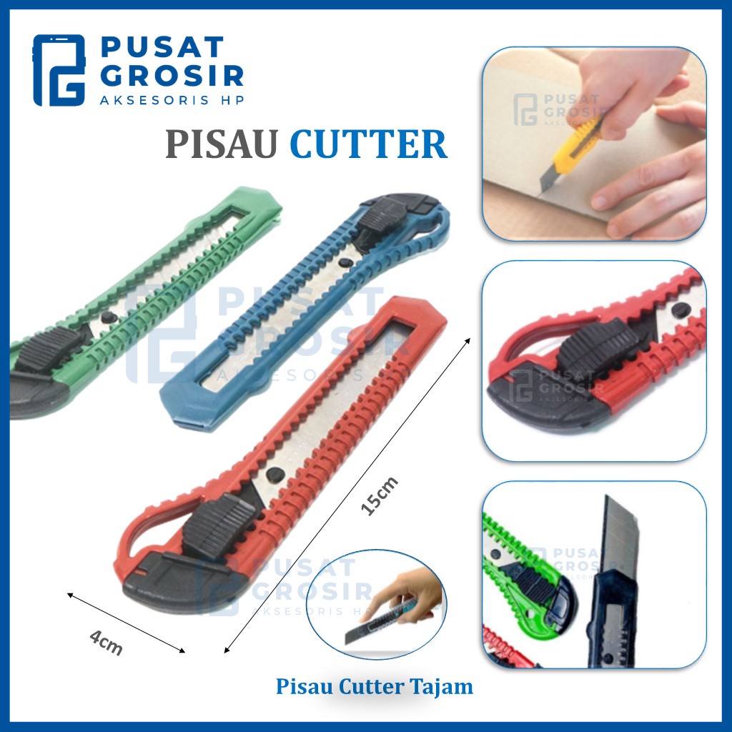 

Kater tajam piso cutter serbaguna bisa isi ulang pisau tipis alat pemotong kertas kardus murah Sliding Knife Cutting Tool cuter