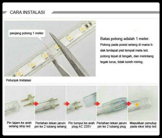 1Meter LED STRIP PUTIH 5050 8W SELANG MATA BESAR Indor &amp; Outdor LAMPU  Waterprof IP66 For RING LIGHT