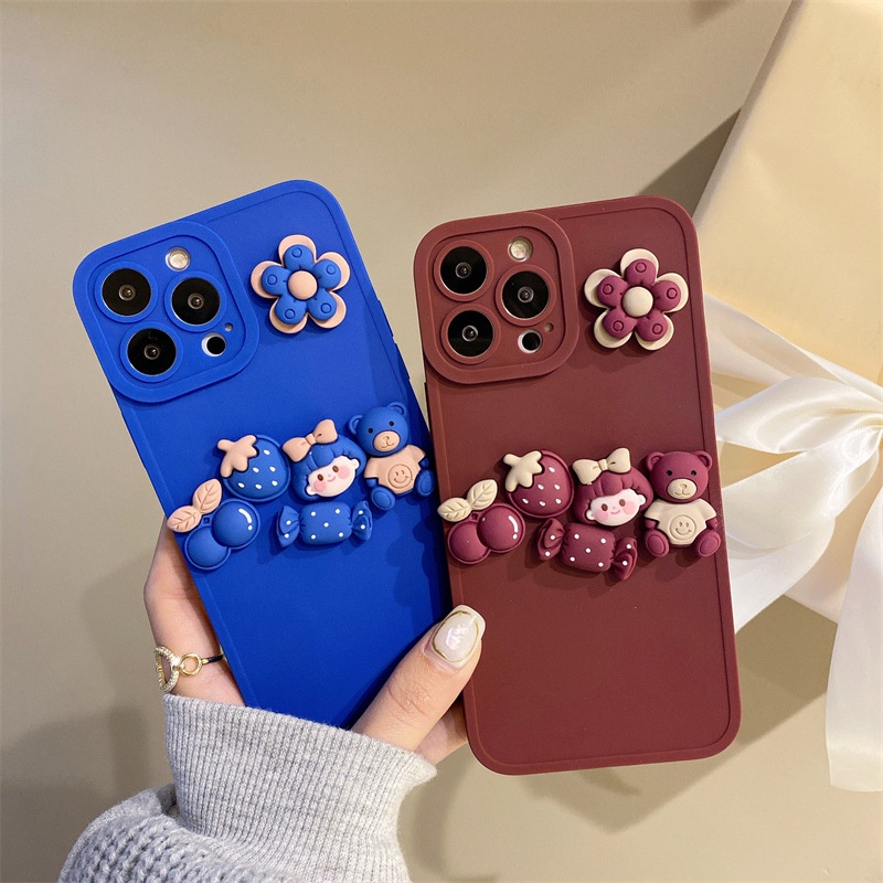 Soft Case Silikon Motif Beruang 3D Warna Permen Untuk Iphone 7 8 PLUS X XR XS 11 12 13 MINI PRO MAX SE2 SE3