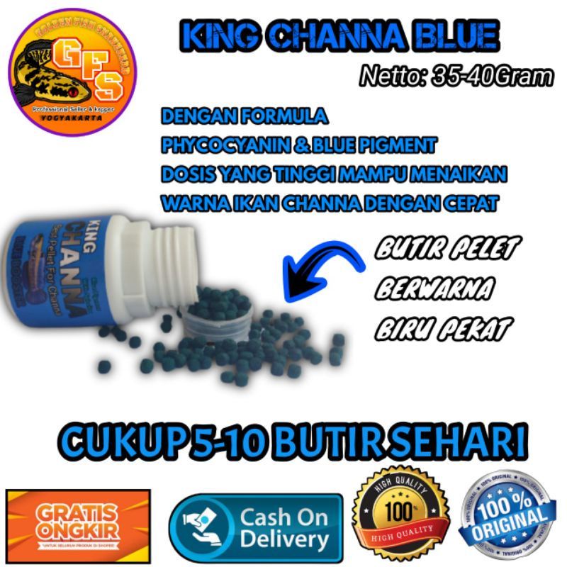 Pelet King Channa Blue 40 Gram Original-GFS FEED STORE