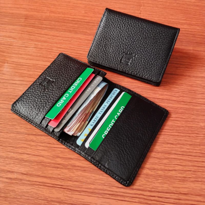 Dompet Kartu Atm Kredit Card Kulit Sapi Asli 100% Simple ukuran Mini/Kecil