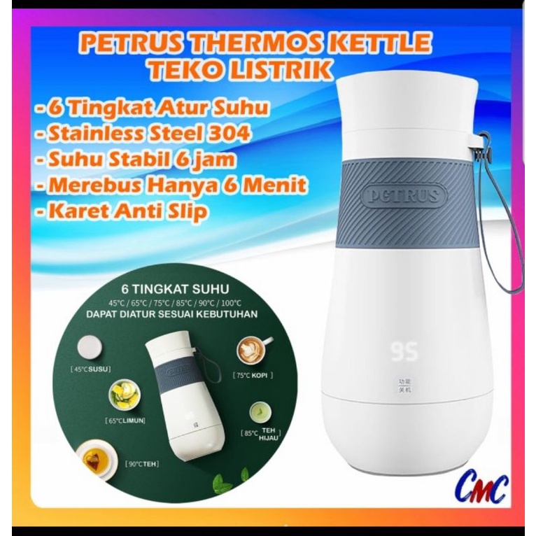 Petrus Teko Listrik Mini Electric Kettle Thermos Pemanas Air Xiaomi-DenganSteker