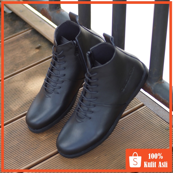 Sverker Black (Kulit Asli) - Boots pria Kulit Asli Kasual Original - Boot Pria Kulit Sapi Asli