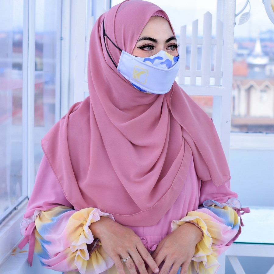 Soft Series Masker Kain 3D 3 ply Lapis Hijab Korea Headloop Earloop Motif Non Medis Premium Keren