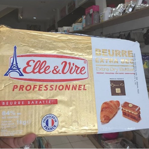 Elle Vire Extra Dry Butter 1KG 84% Unsalted Elle&Vire Croissant Butter Pastry Butter Elle & Vire
