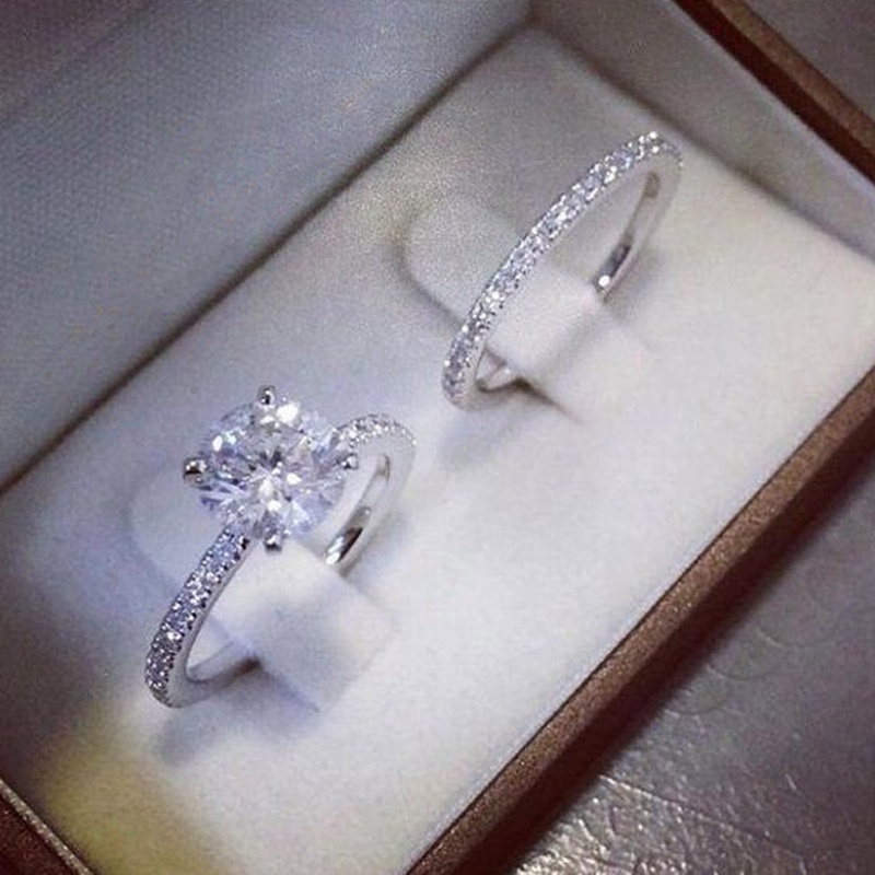 2pcs / Set Cincin Pernikahan Bahan Sterling Silver 925 Untuk Wanita