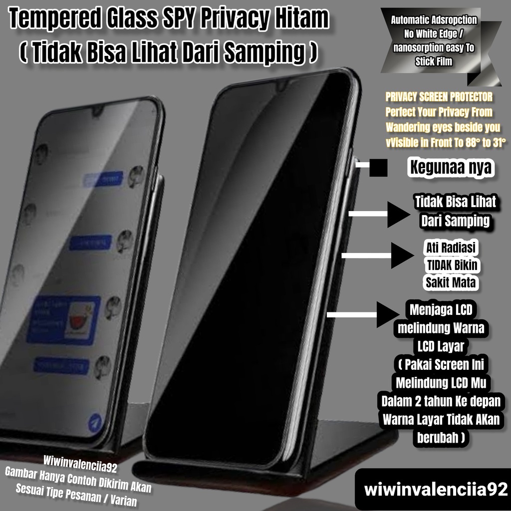 TG Anti SPY ORI VIVO Y33T Y33S Y21A Y21T Y21S Y21-2021 Y20 Y20s Y20sG Y20i Y30 Y30i Y50 T1 PRO Tempered PRIVACY Full Glossy/Matte Glare/Temperd Glass Kaca Ful Cover/Tempred Pelindung Layar Tidak Bisa Lihat dari Samping/Hitam-Black-Gelap/A-Gores Y33 S T G