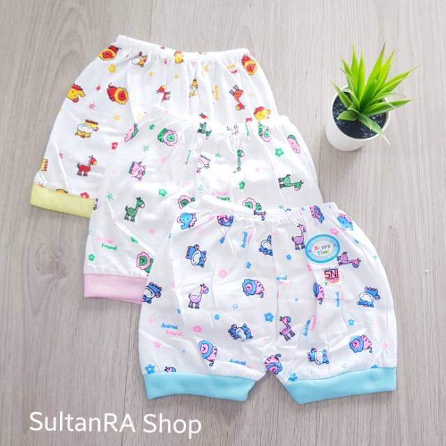 6 Pcs (1/2 Lusin) Celana Pendek Bayi Lucky Pendek 0-6 Bulan Happy Time SNI Newborn SEGI EMPAT SUNJOLY