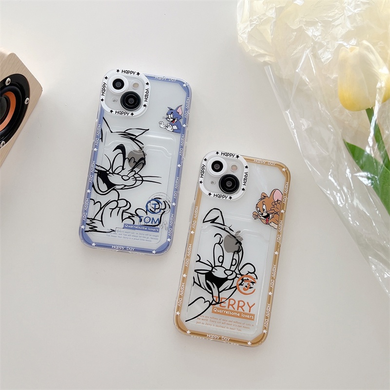 Soft Case Pelindung Lensa Transparan Desain Kucing Dan Tikus Untuk iPhone 12 13 Pro MAX 11 X XR XS MAX 7 8 Plus