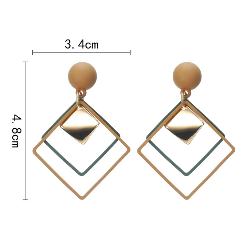 Anting Tusuk Bentuk Geometri Hollow Untuk Wanita