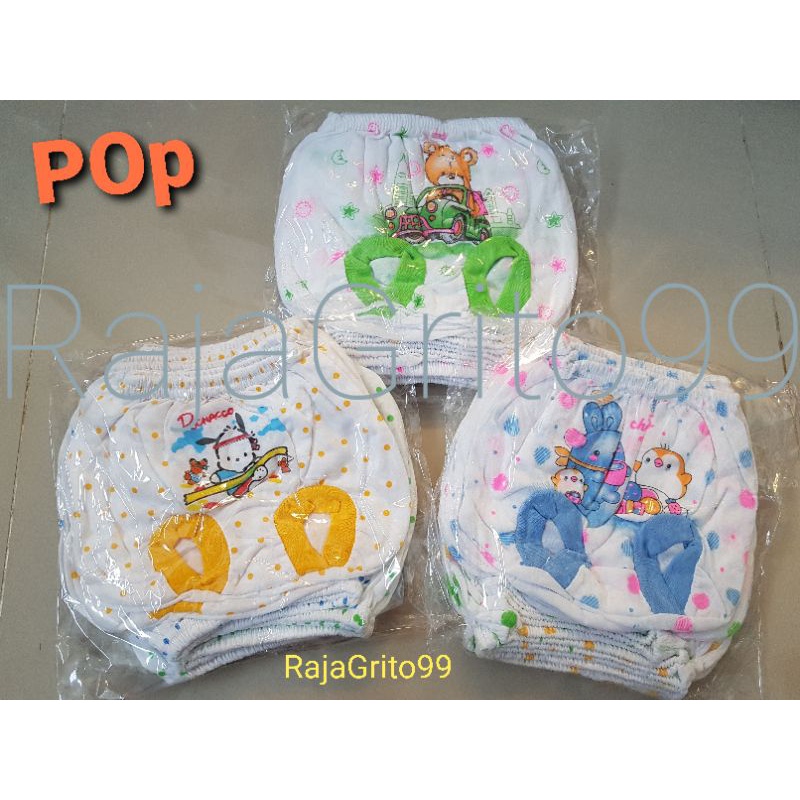 Celana Pop Bayi Motif Print XL Reguler (Grosir 12pcs) Celana Kacamata putih PE Sablon / Celana Kodok Bayi, bahan Polyster