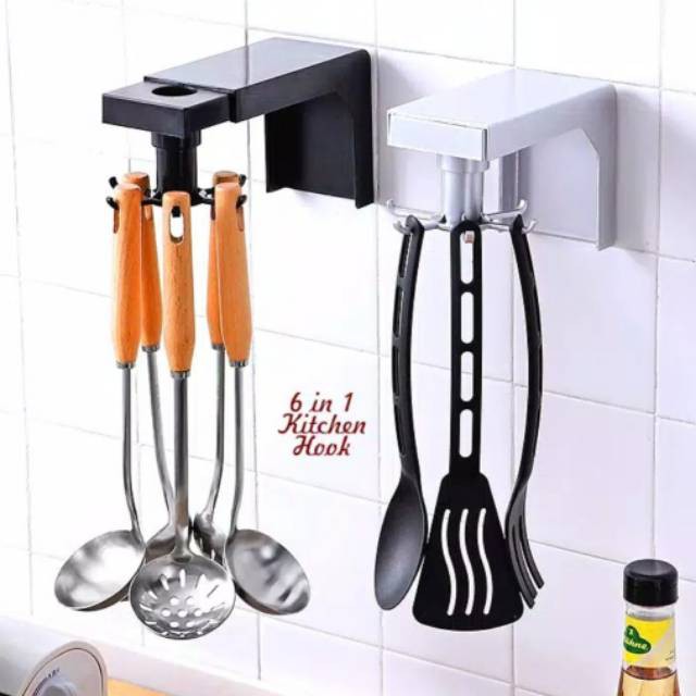 IKILOSHOP KRH6 Kitchen Rak Hook Putar Tempat Sutil Gantungan Kunci Serbaguna