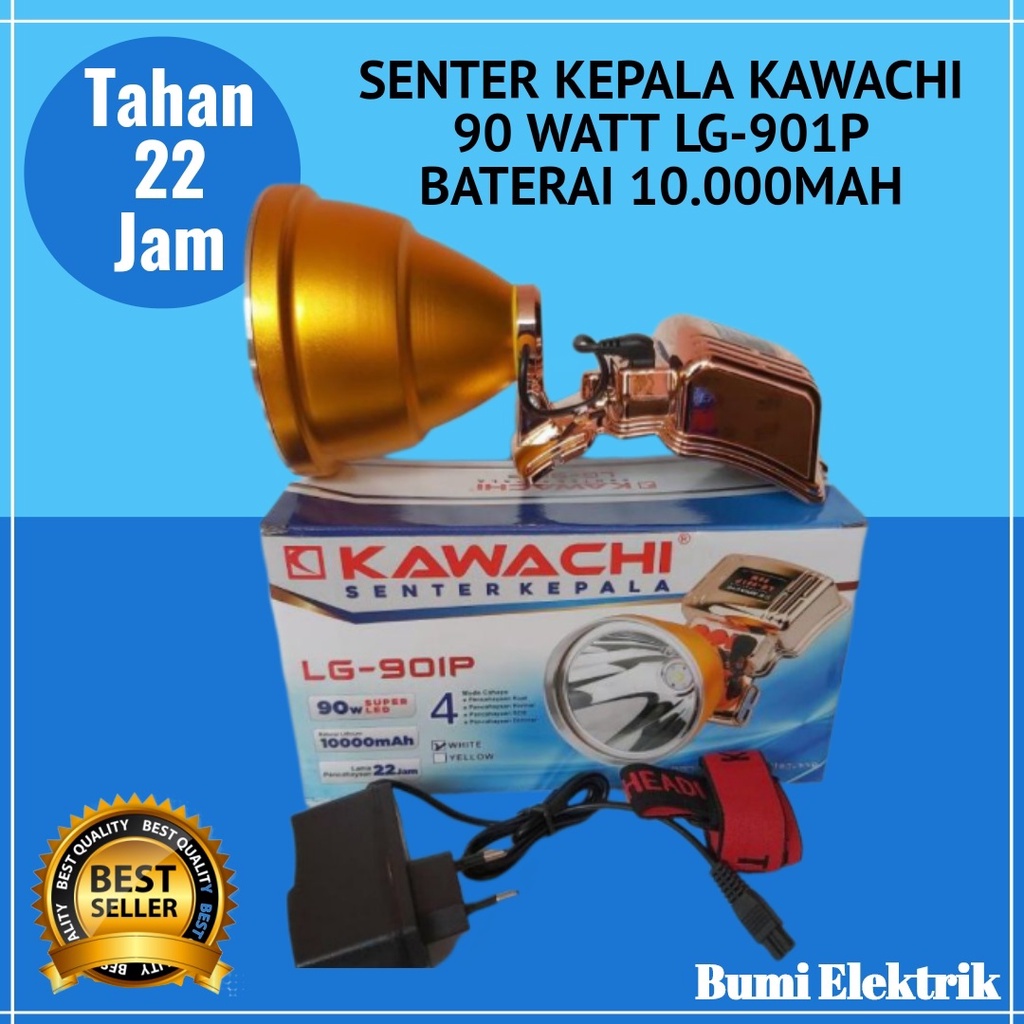 Senter Kepala Kawachi 90W LG-901P Baterai 10.000mAh Tahan 22 Jam / Headlamp Super LED / Senter Kepala Jumbo Kwachi 90 Watt