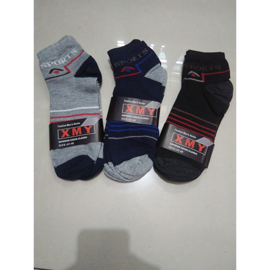 3 pasang | kaos kaki olahraga pria (sport import,katun spandex,Pendek,size 38-42)