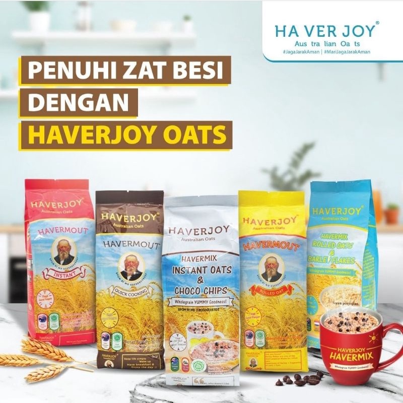 Haverjoy 1 kg 1Kg Australian Oatmeal Oats Sarapan Instant Oat / Rolled Oat / Quick Cooking Oat / Havermix Barley / Havermix Chocochip