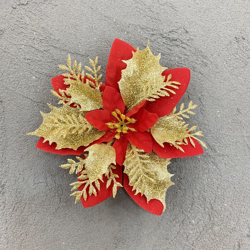 BBPR 14 cm bunga glitter premium artificial hiasan pohon natal ornamen