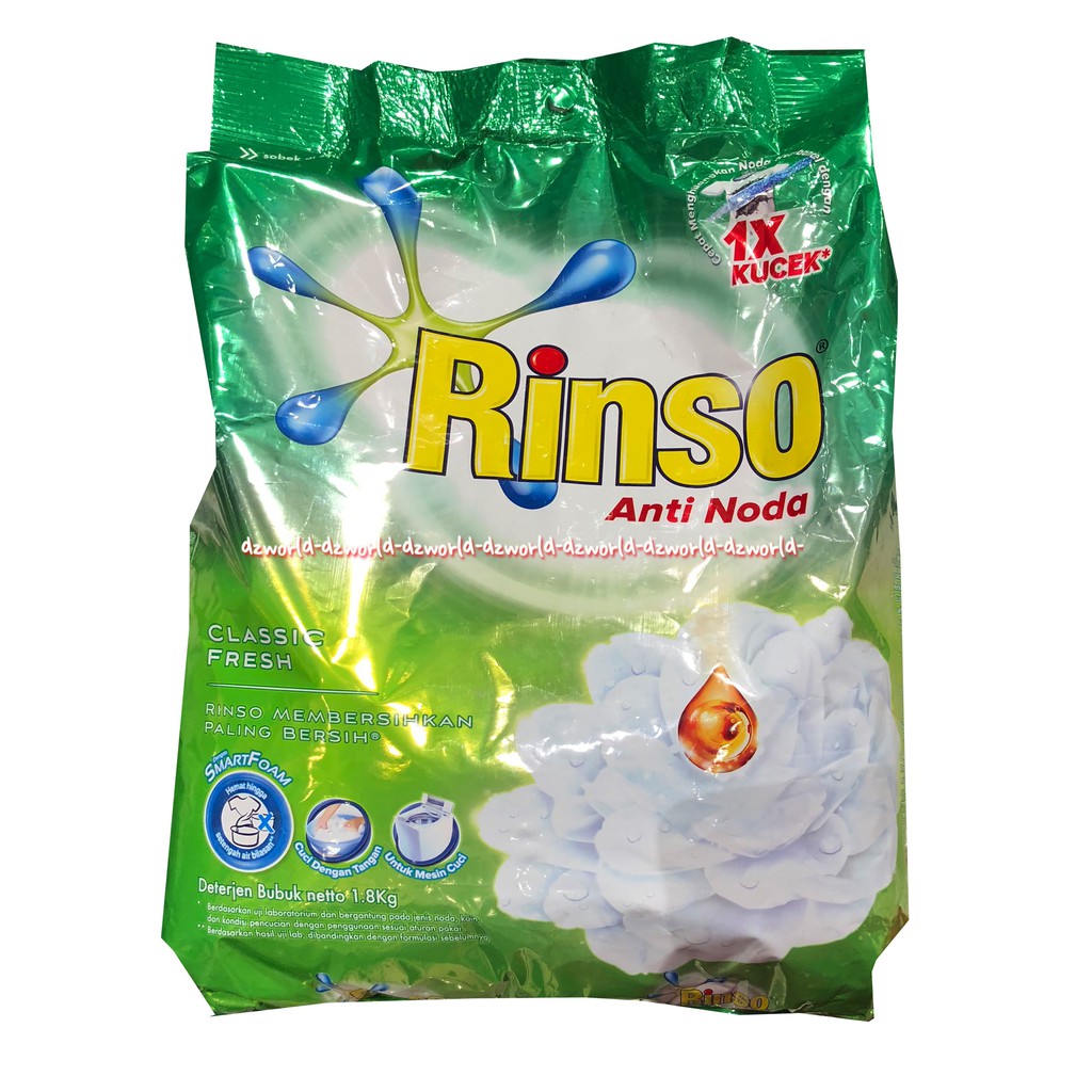 Rinso Anti Noda Classic Fresh 2kg 1x Kucek Detergen Bubuk Rinso Penghilang Noda Rinso Powder Sabun Cuci Baju Pakaian