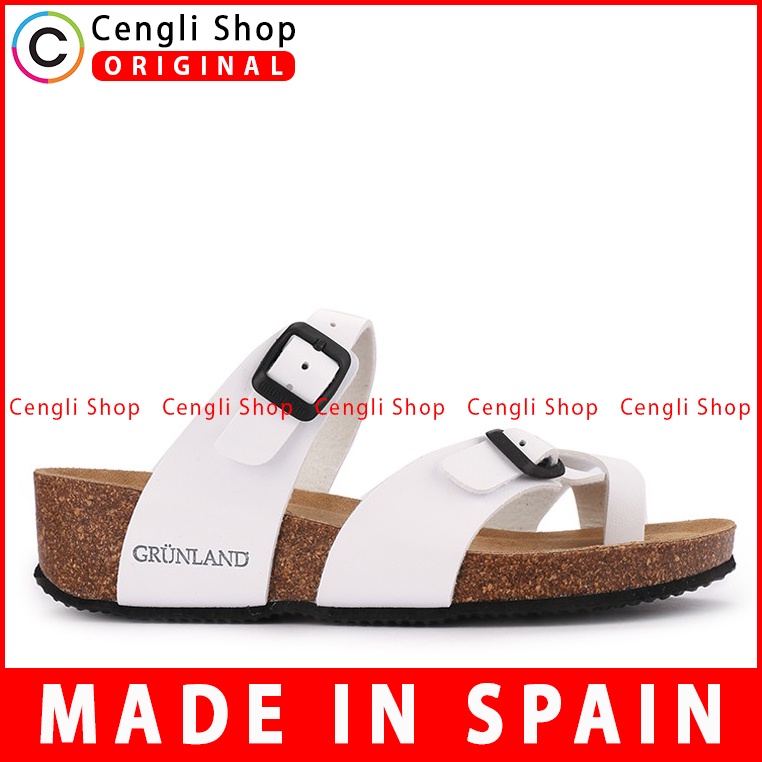 SANDAL JEPIT KULIT GRUNLAND WANITA ORIGINAL FLAT CASUAL PUTIH GRW02