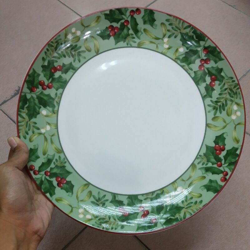CHRISTMAS DINNER PLATE PIRING SAJI KERAMIK SANGO HIAS MOTIF NATAL CHRISTMAS EVE POHON NATAL