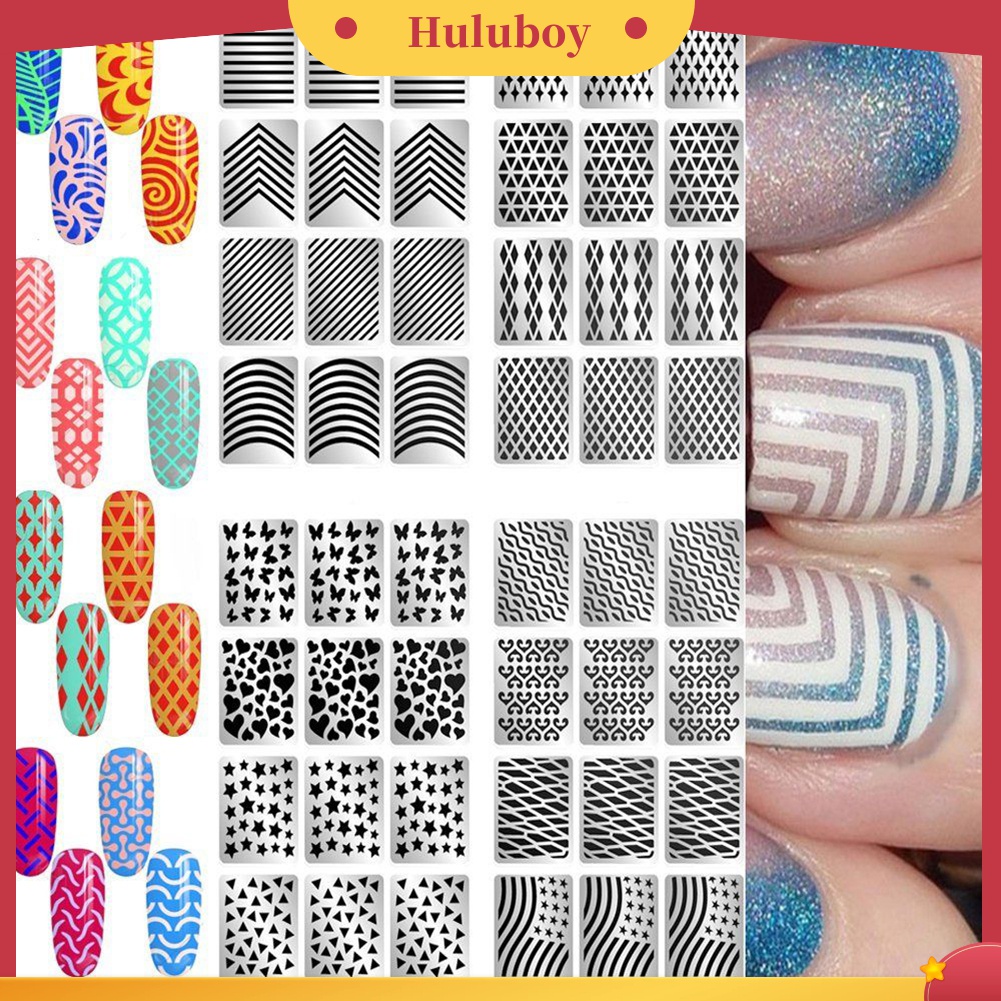 Huluboy Huluboy♡ 3 Lembar Stiker Kuku 3D Untuk French Manicure