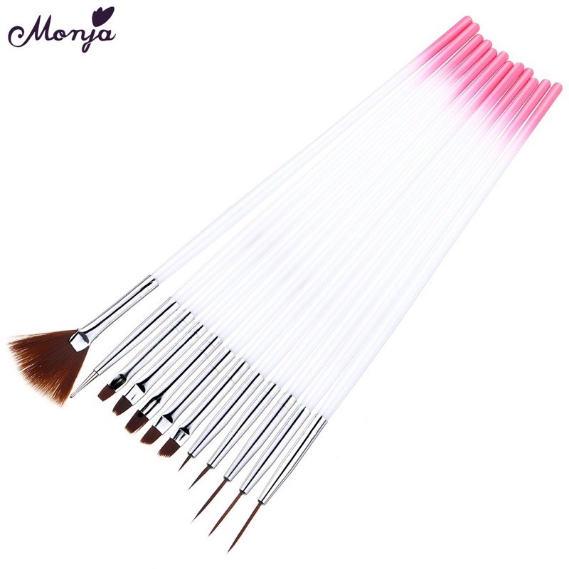 Kuas Nail Art Tools 15 Pcs UV Gel Polish Drawwing Brushes / Nail Art Brush Set 15 Pcs