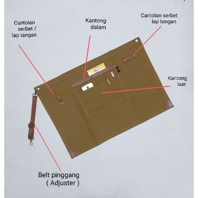 Celemek apron setengah badan kanvas Best Quality Premium Celemek Pinggang kanvas Helf Apron kanvas