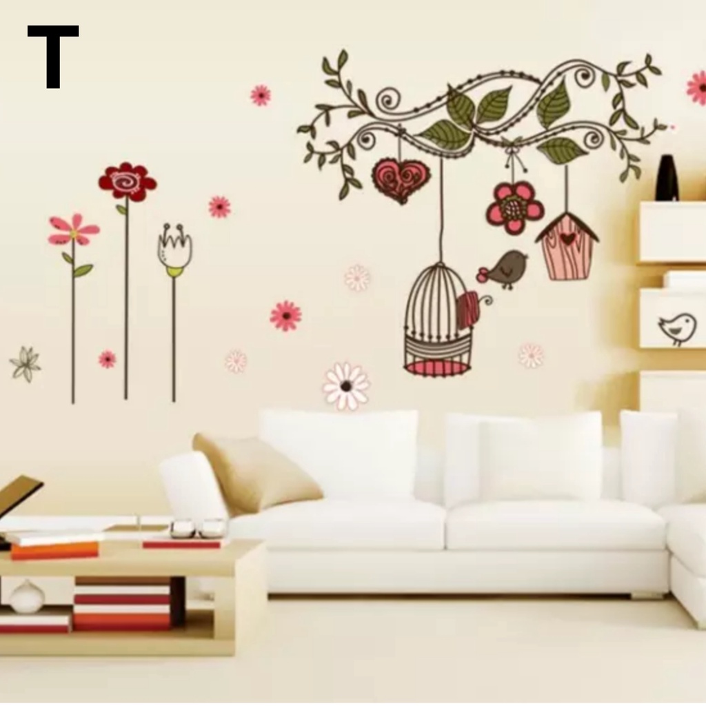 Reliza Wall Sticker Renda Pohon Bunga Sakura Flower Lily Stiker Dinding LDR56