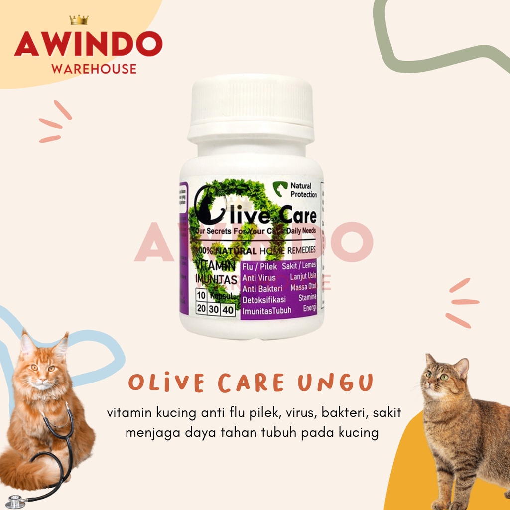 OLIVE CARE UNGU - Vitamin Kucing Anti Sakit Flu Pilek Demam Mata Belekan Badan Lemas