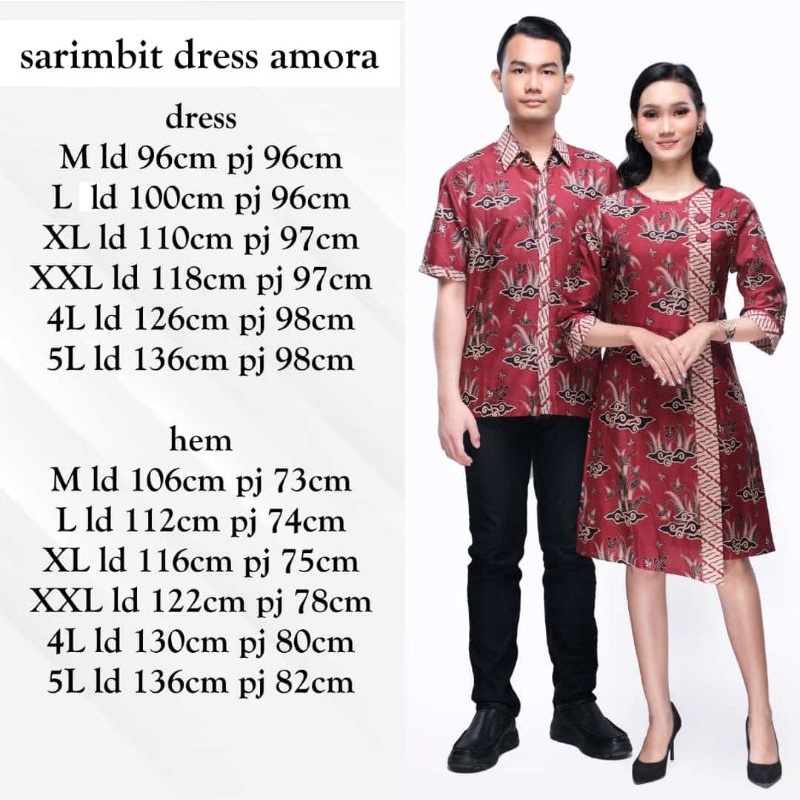 Dress Couple Batik Baju Seragam Imlek Sarimbit Keluarga AMORA Couple Dres Jumbo Bigsize