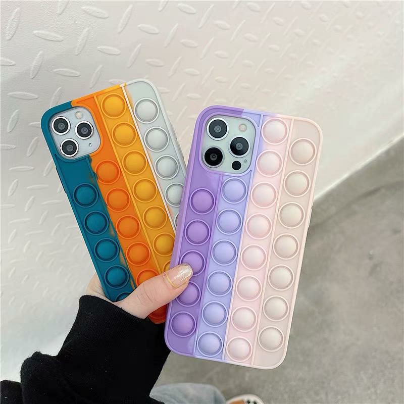 Soft Case Silikon Desain Tiktok Pop Unzip Warna Pelangi Untuk Iphone 7 8 Plus X Xs Max Xr 11 12 Pro Max