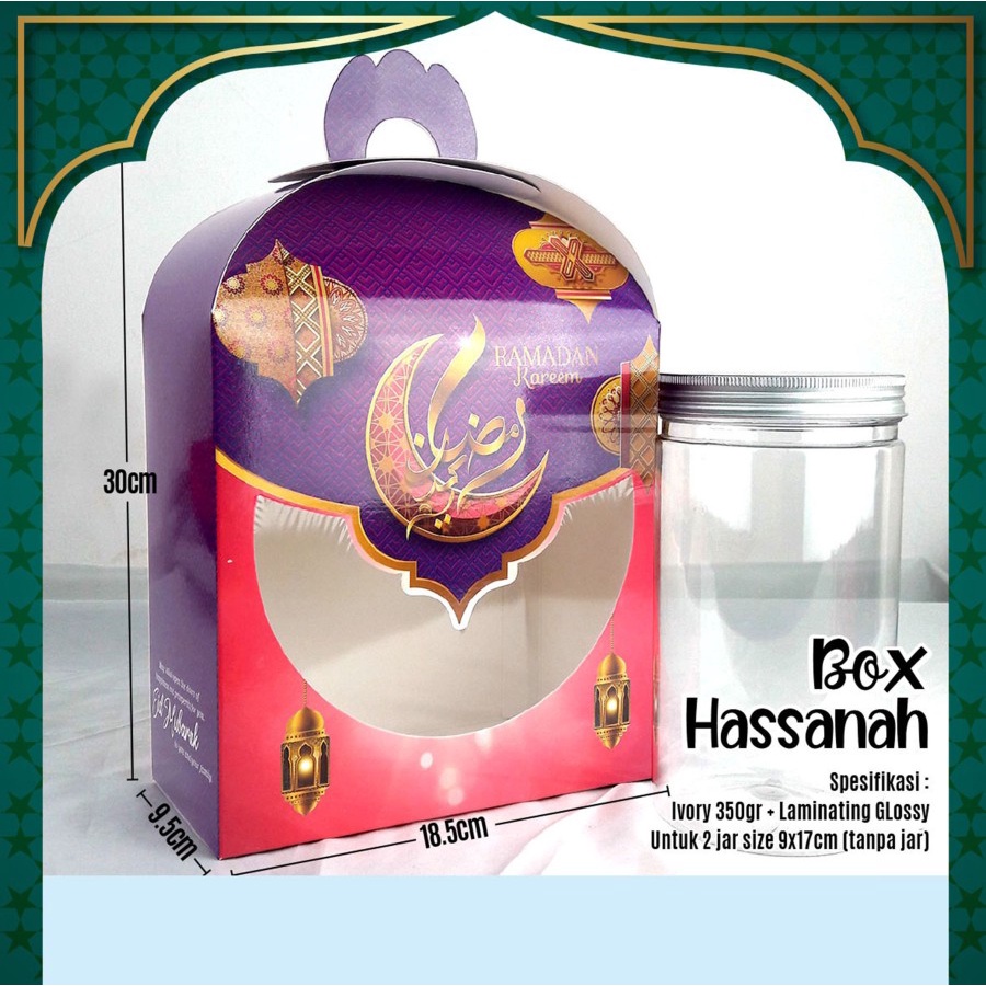 

Kotak Kardus Box Lebaran Idul Fitri Cookies Muat 2 toples Jar 1000ml 5pcs