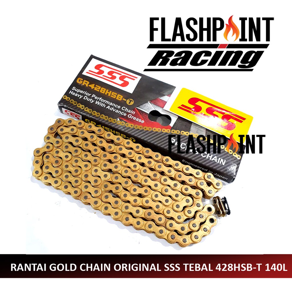 (BISA COD) RANTAI MOTOR ORIGINAL SSS 428 140L 428HSB-T HSBT HSB-T 140 TEBAL WARNA GOLD RANTE GRADE A