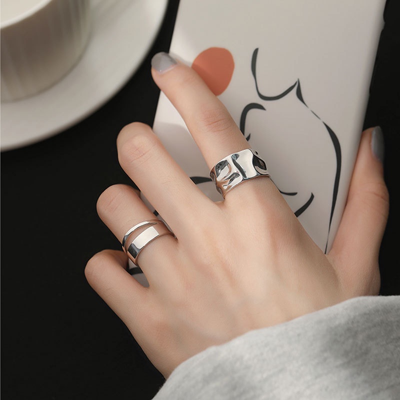 Cincin Warna Silver Gaya Trendy Untuk Wanita