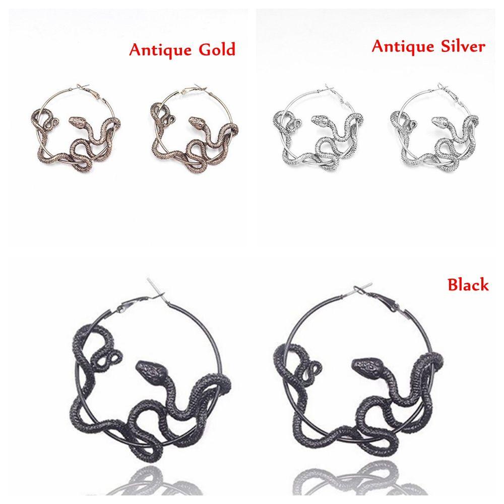 R-flower Menjuntai Hoop Earrings Hot Aksesoris Fashion Gothic Perhiasan Ular