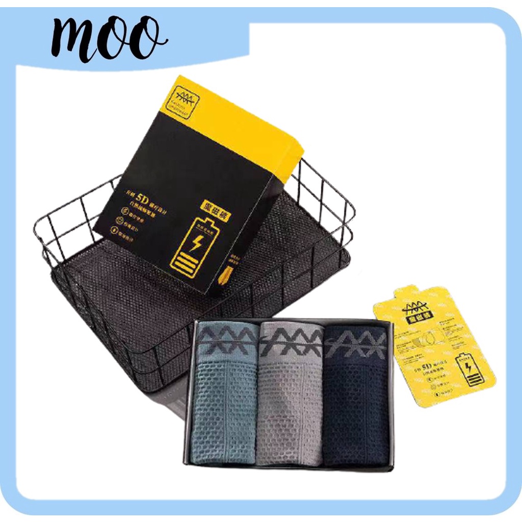 MOO (isi 3PCS) Boxer Kesehatan Pria / Celana Dalam Pria Katun Magnet Therapy Kesehatan