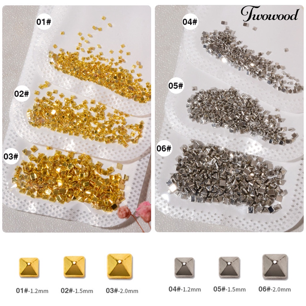 200pcs / Set Rivet Glitter 3D Efek Tidak Pudar Bahan Logam Gaya Punk Untuk Dekorasi Manicure