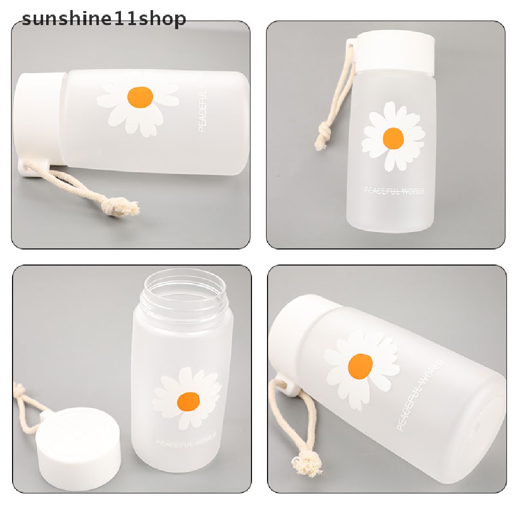Botol Air Portabel Bahan Plastik Transparan Motif Bunga Aster Ukuran 500Ml Untuk Travel