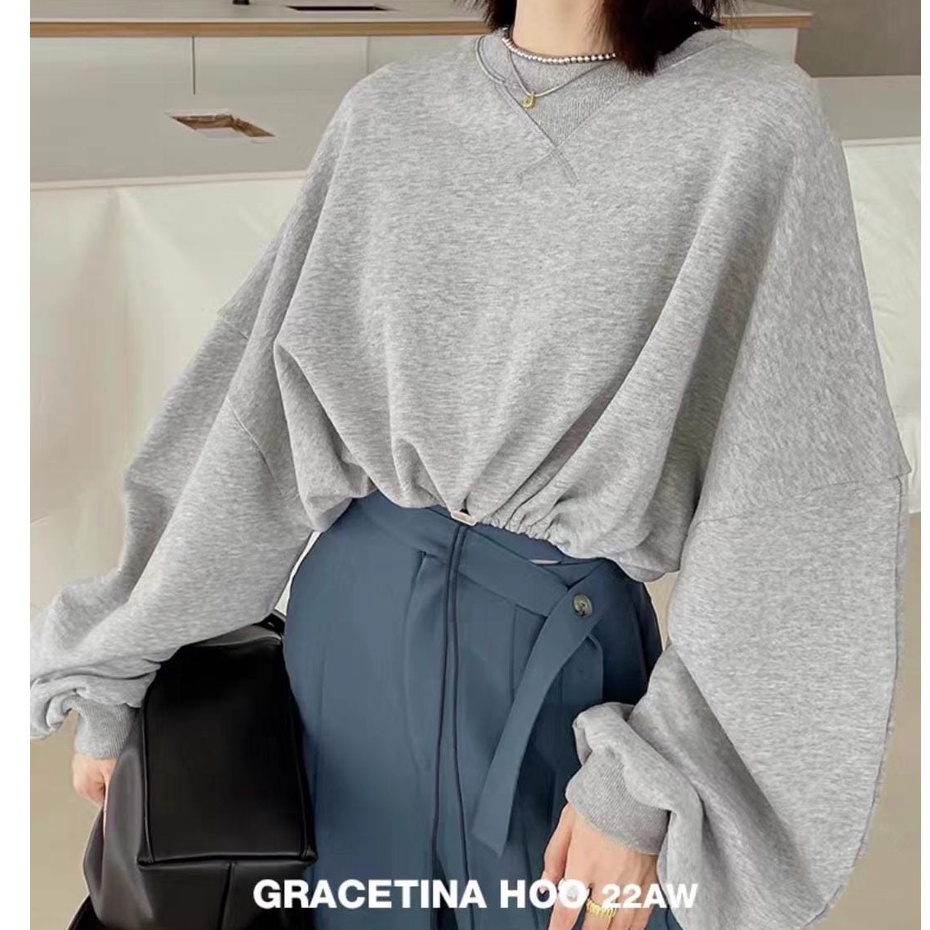 GRACE OVERSIZED CROPE | SWEATER SWEATSHIRT ATASAN WANITA FLEECE PS