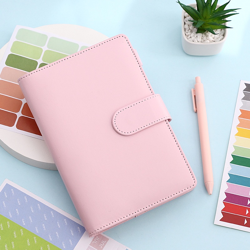 A6 Budget Binder Standard Set PU Leather Planner Notebook 6 Lubang Ritsleting Folder Penyimpanan Tas Amplop Tunai Label Gratis