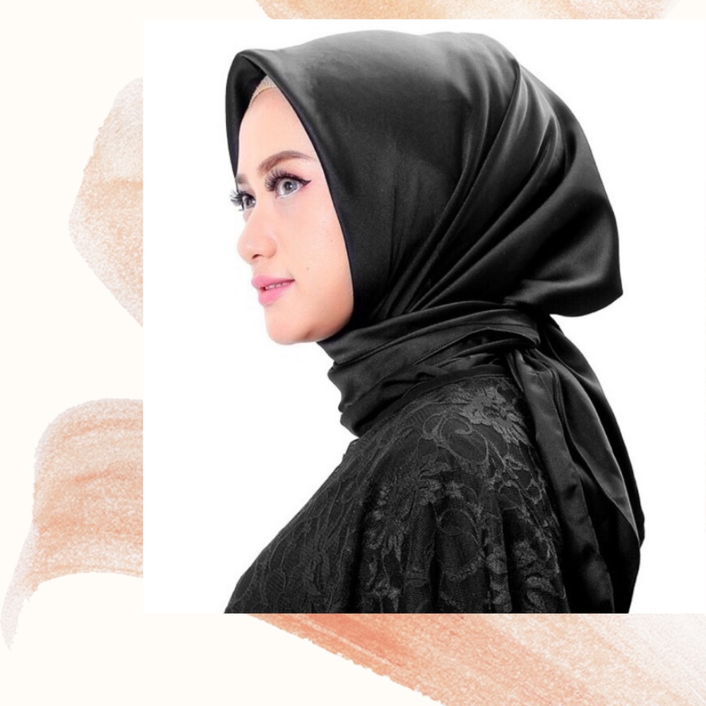 Jilbab Murah Hijab Satin Segi Empat Polos Segiempat Polos JIlbab Polos Segiempat Satin Hitam