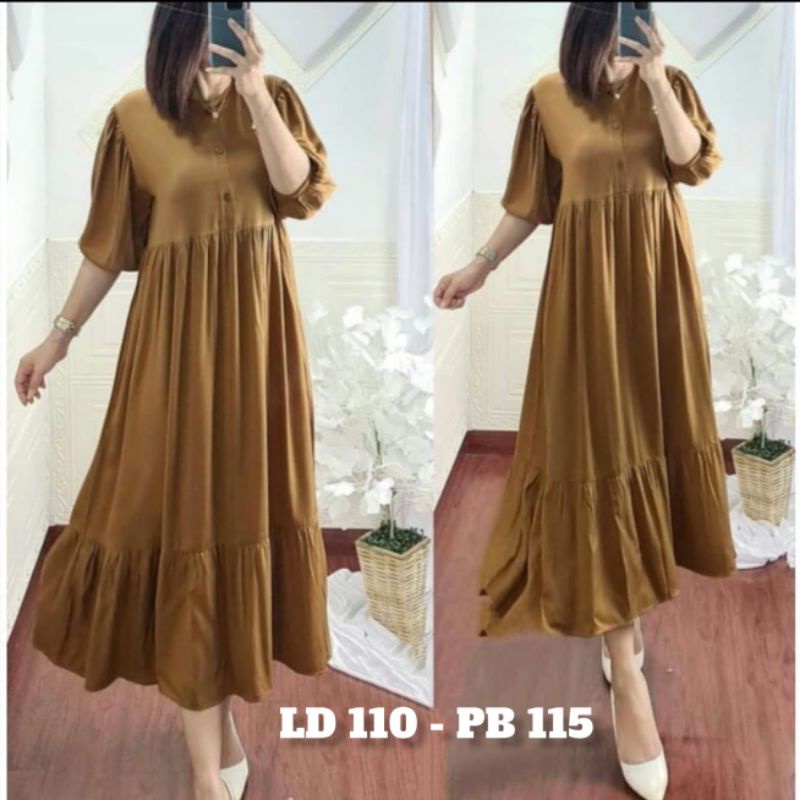 MIDI DRESS LENGAN BALON /FUUL  RAYON PRIMIUM SUPER ADEM