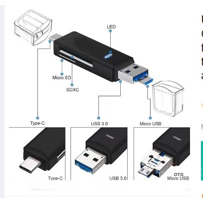Card reader Usb A 2.0 micro type c S-leo Tf Micro sd Sd hc otg 3in1 XL-5692 - SLEO X-Leo xl5692