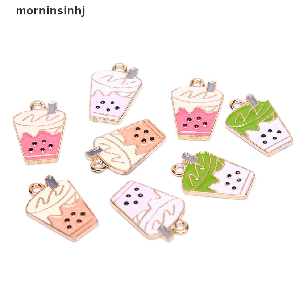 10pcs / lot Liontin Enamel Bentuk Milk Tea Untuk Perhiasan Anting