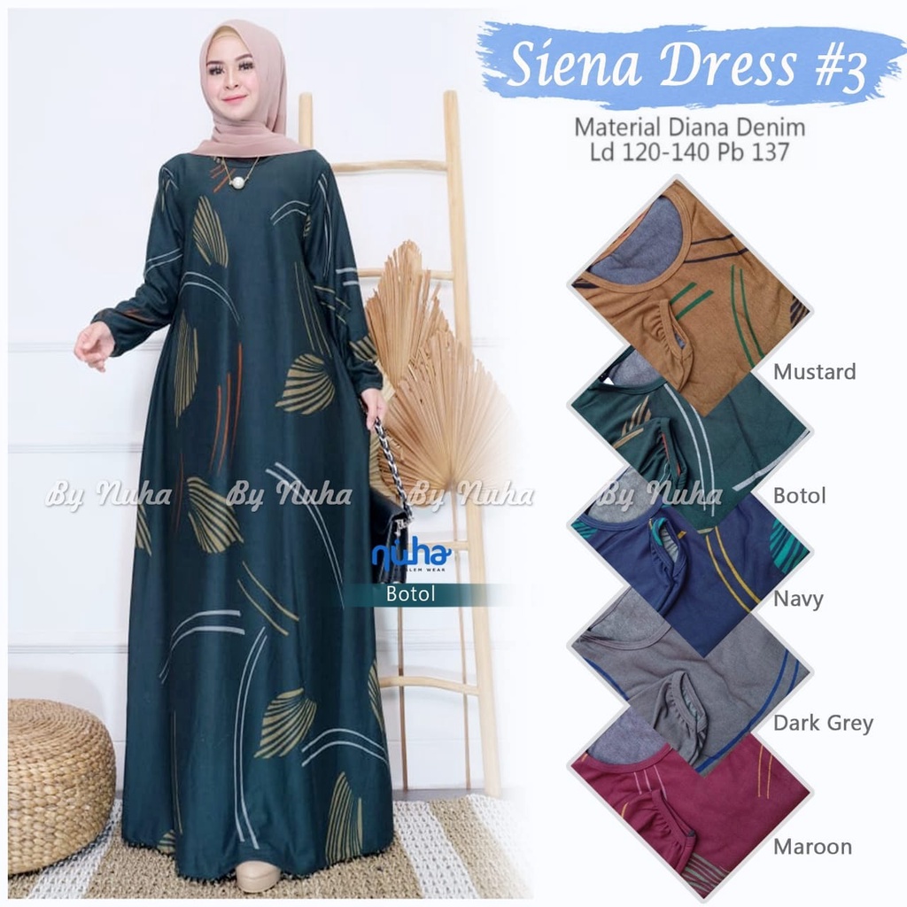 Baju Gamis Ibu Ibu Dress Lebaran Wanita terbaru Dress Jumbo Ld 120-140 bahan Calvin Jeans premium Ju