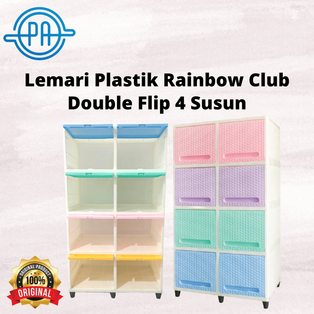 LEMARI PLASTIK RAINBOW CLUB DOUBLE FLIP 4 SUSUN