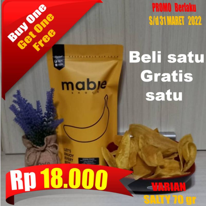 

KRIPIK PISANG, KERIPIK PISANG MABIE SNACK GURIH ASIN 70 GR, PROMO BELI SATU GRATIS SATU