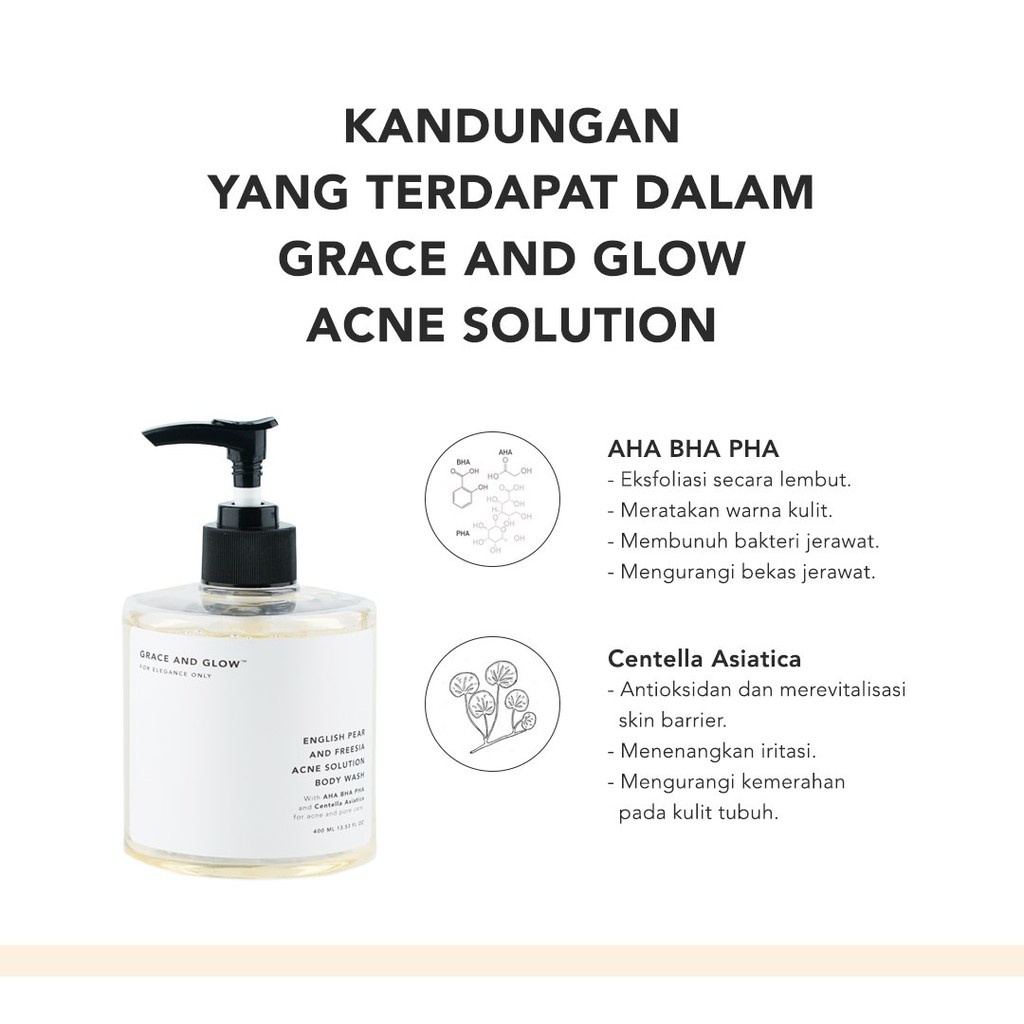 GRACE AND GLOW BODY WASH SHAMPOO BLACK OPIUM ENGLISH PEAR AND FREESIA ROUGE 540 BACCARAT ANTI ACNE BRIGHTENING SCRUB SOLUTION GRACE N GLOW BODY WASH SABUN GRACE N GLOW PARFUM BODY WASH SABUN PENYEMBUH JERAWAT PUNGGUNG PREMIUM AGEN PENCERAH KULIT TUBUH