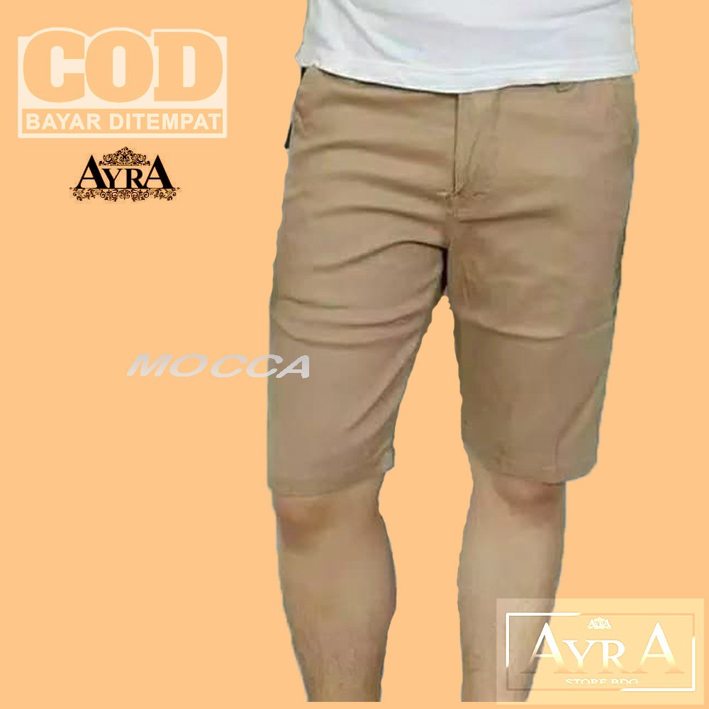 Celana Chino Pendek Motif Polos Hitam Size M L XL Pria