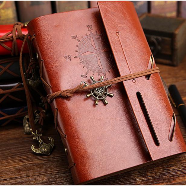 

Buku Catatan Binder Kulit Retro Compass / Buku Agenda Cover Kulit - Coffee